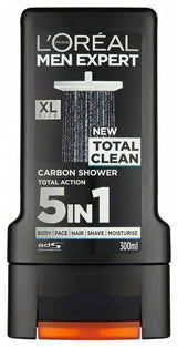 L'Oreal Men Expert 5in1 Total Clean Shower Gel 300ML (Case of 6)
