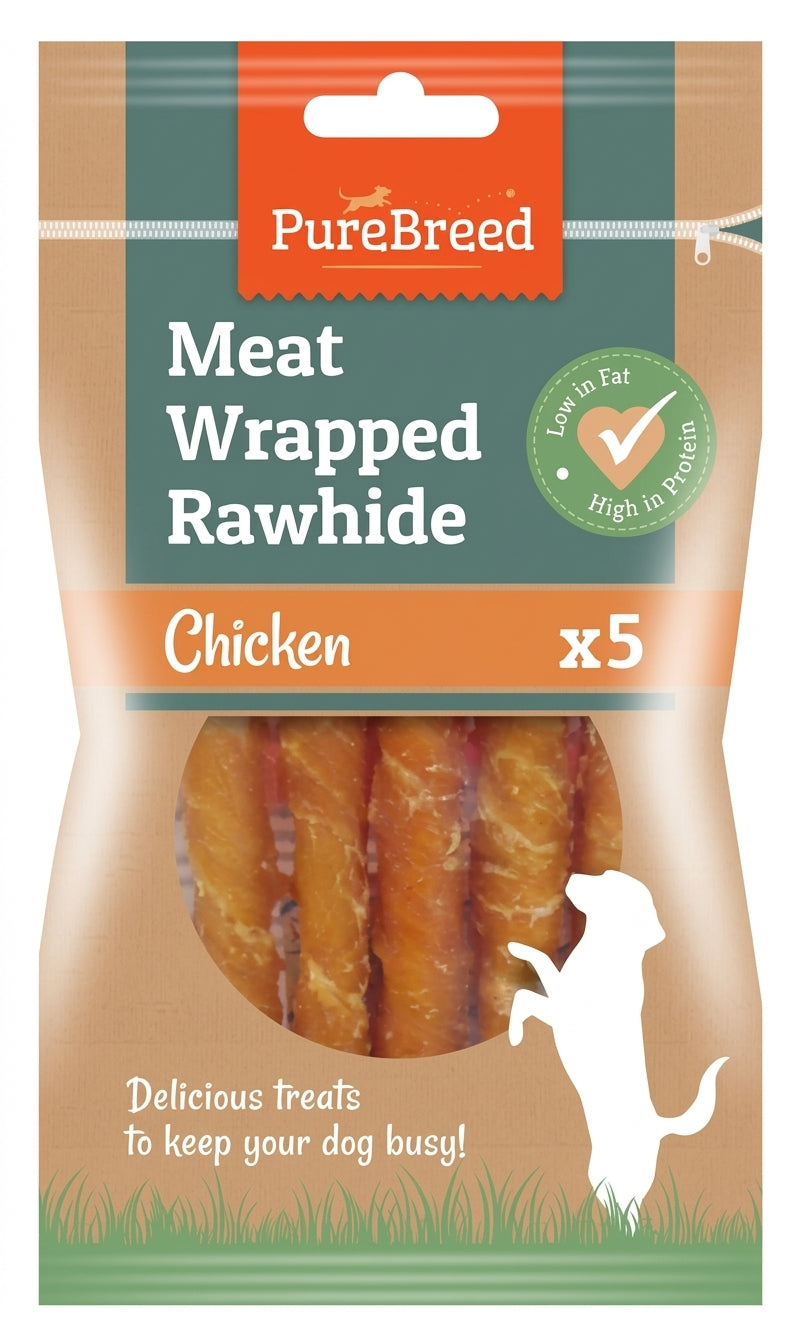 Pure Breed Twist Rawhide Sticks Chicken 5pk **Expiry Dec 2024**