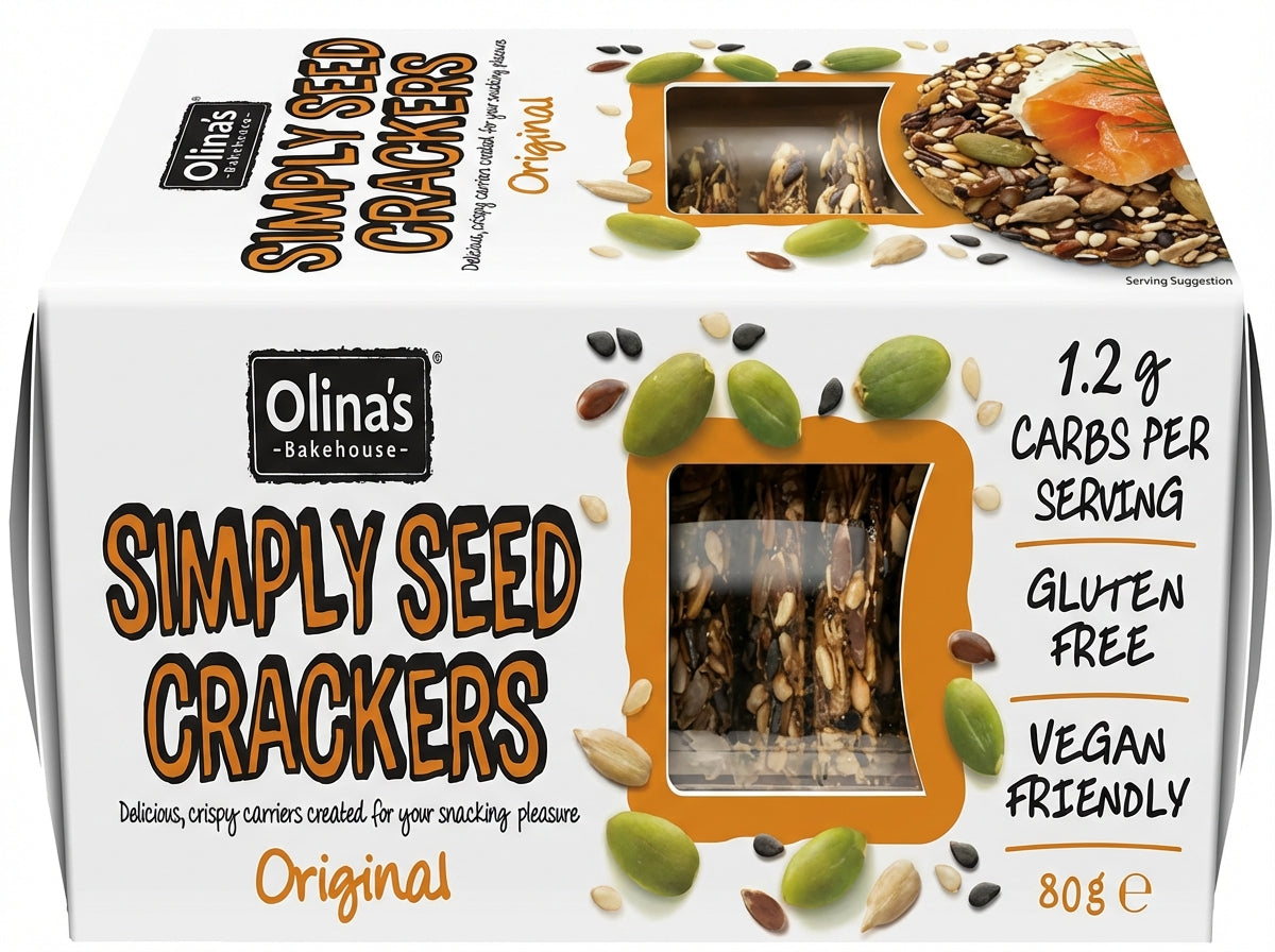 Olina's Gluten Free Simply Seed Crackers 'Original' 80G (Case of 12)