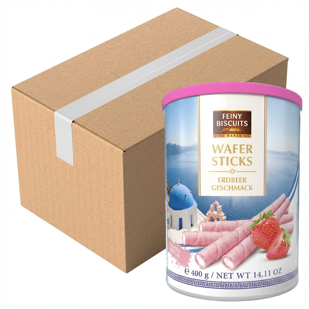 Feiny Biscuits Wafer Rolls With Strawberry Flavoured Cream 400G (Case of 12)