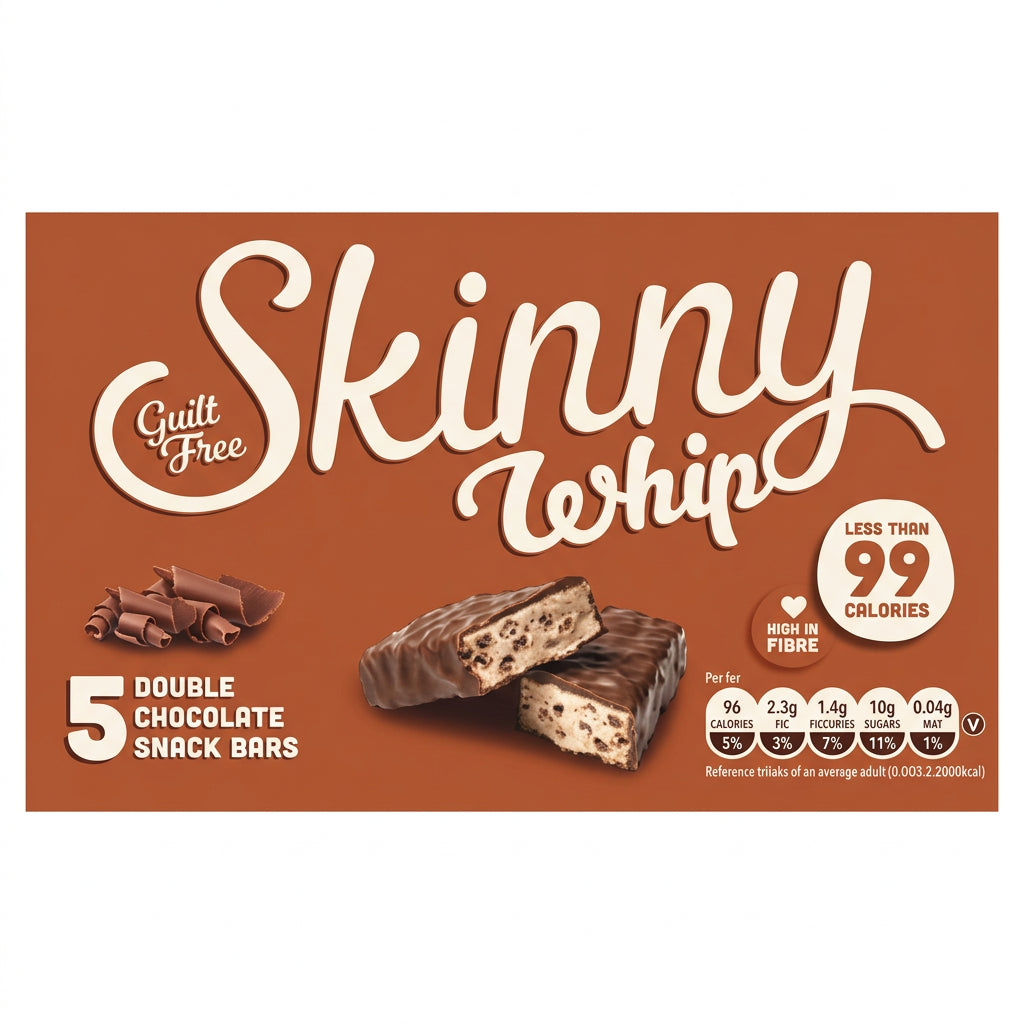Skinny Whip Double Chocolate Guilt Free Snack Bar 5X25G - World Food Shop