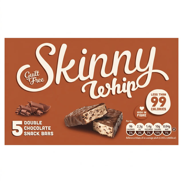 Skinny Whip Double Chocolate Guilt Free Snack Bar 5X25G - World Food Shop