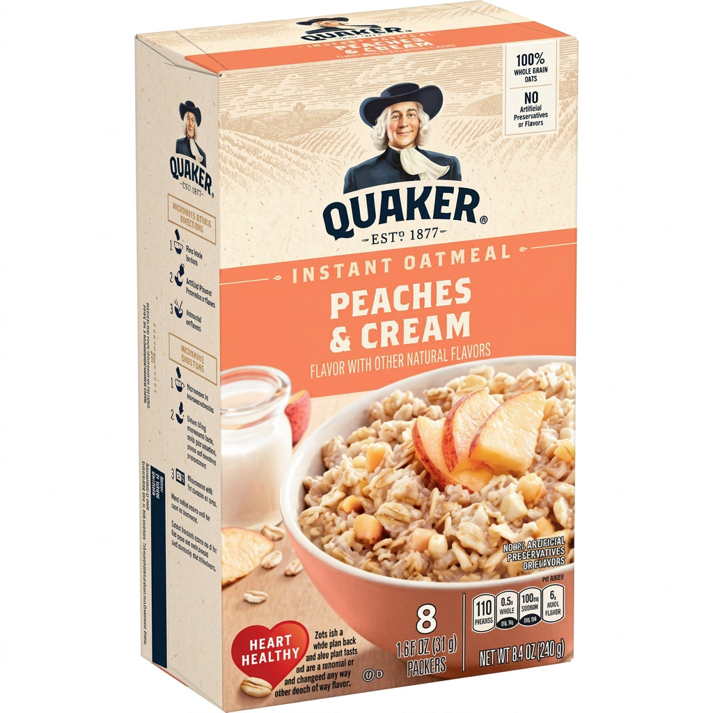 Quaker Instant Oatmeal Peaches & Cream 8.4Oz - World Food Shop