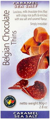 Belgian Chocolate Thins Caramel Sea Salt 80G