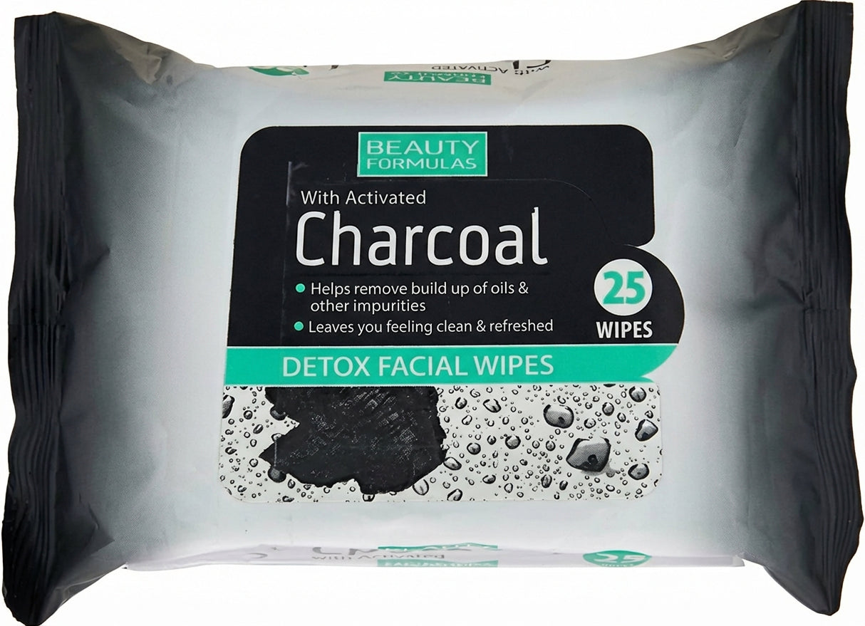 Beauty Formulas Facial Wipes Charcoal Detox 25s