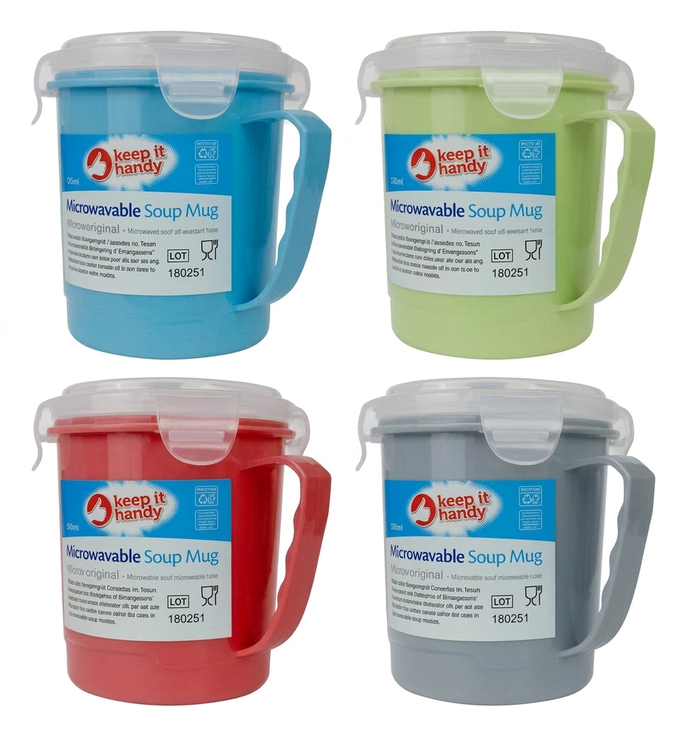 1 Piece Keep It Handy Microwavable Soup Mug (Assorted Colour)
