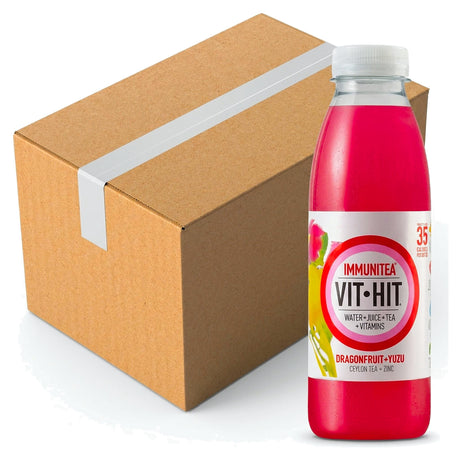 Vit Hit Immunitea Dragonfruit, Yuzu Zinc & Ceylon Tea 500ML (Case of 12)