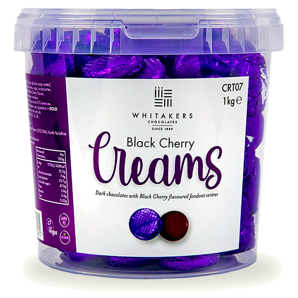 Whitakers Dark Chocolate Black Cherry Fondant Creams 1KG
