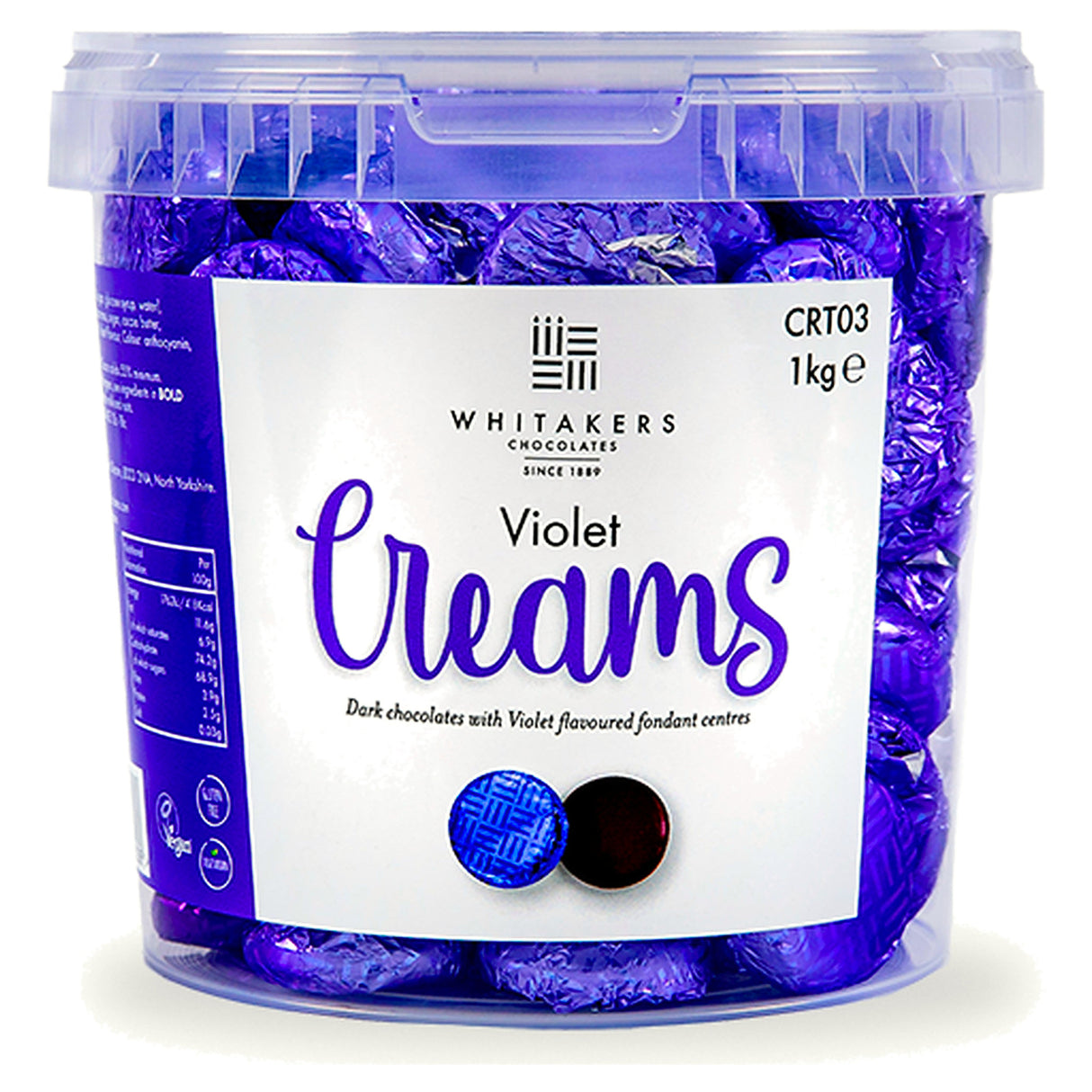Whitakers Dark Chocolate Violet Fondant Creams 1KG