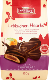 Lambertz Lebkuchen Hearts Dark Chocolate 150G