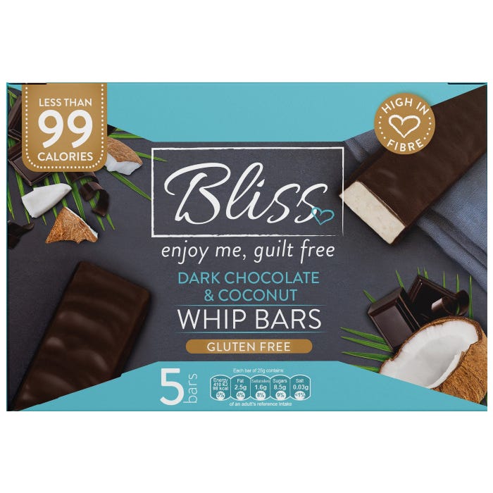 Bliss Whip Bar Dark Chocolate & Coconut 5x25G