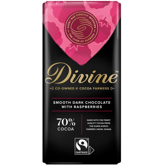 Divine Dark Chocolate With Raspberries 90G