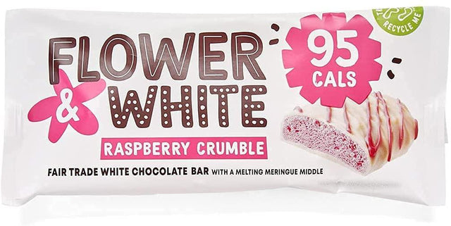 Flower & White Raspberry Crumble Belgian Milk Chocolate Meringue Bar 20G - World Food Shop