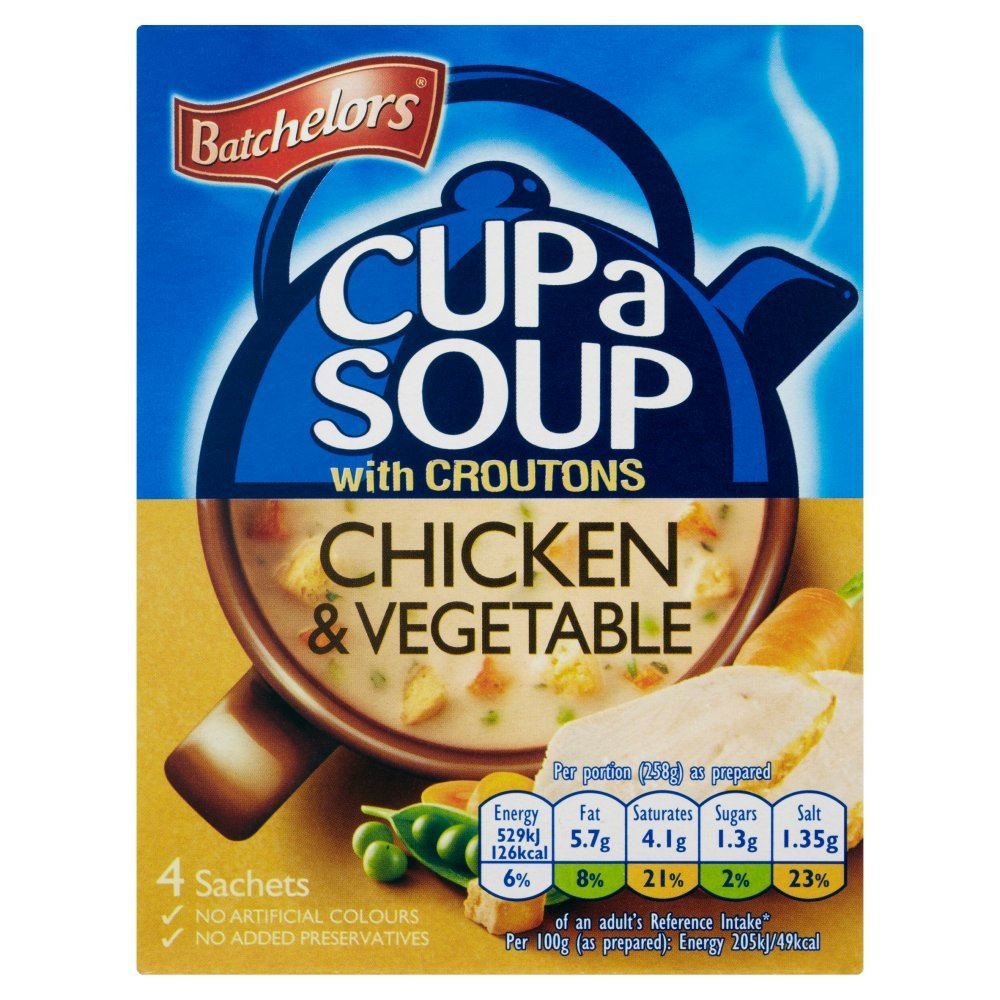 Batchelors Cup A Soup Chicken & Vegetable With Croutons 4 Pack 110G (Case of 9)