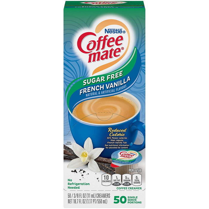 Coffee Mate French Vanilla Sugar Free Liquid Coffee Creamer 0.375Oz X 50