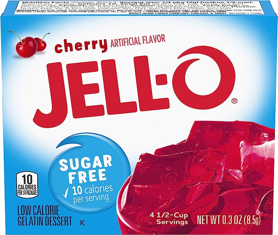 Jell-O Sugar Free Cherry Gelatin 0.3oz (Case of 24)