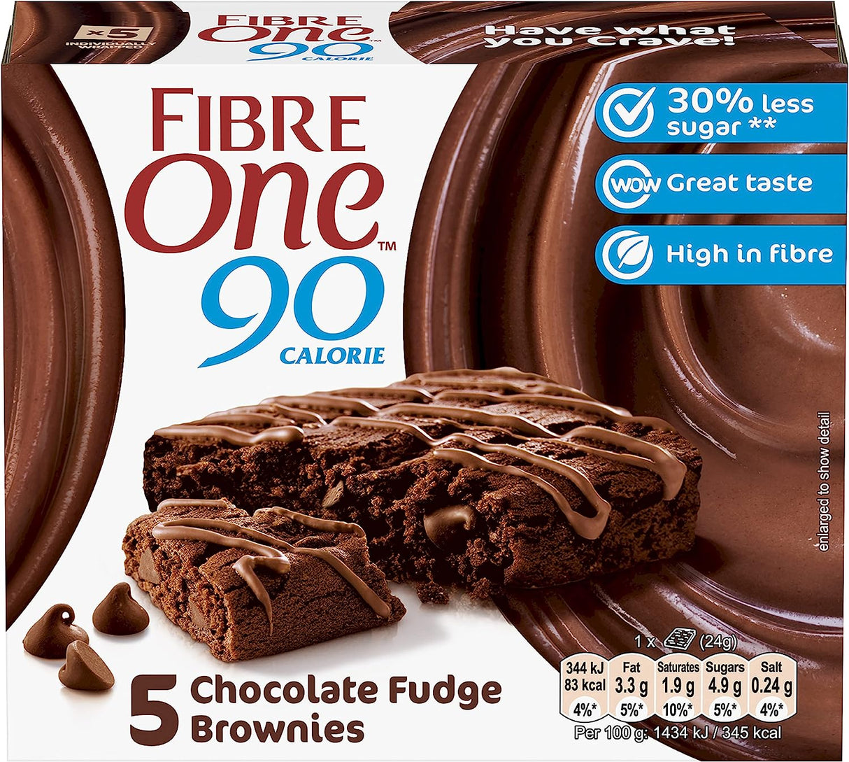 Fibre One 90 Calorie Chocolate Fudge Brownies 5x24G