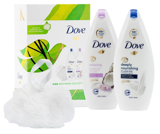 Dove Blissfully Relaxing Duo Set 3Pc (2X225Ml Body Wash And Shower Poof) - World Food Shop