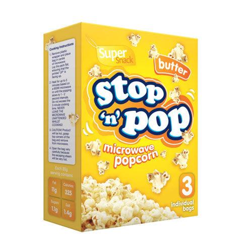 Stop N Pop Microwave Butter Popcorn 3 X 85G - World Food Shop