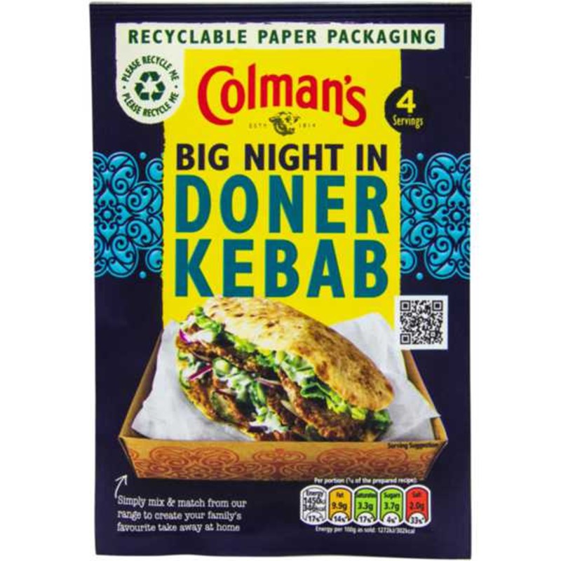 Colmans Doner Kebab Big Night Seasoning Mix 38G (Case of 12)