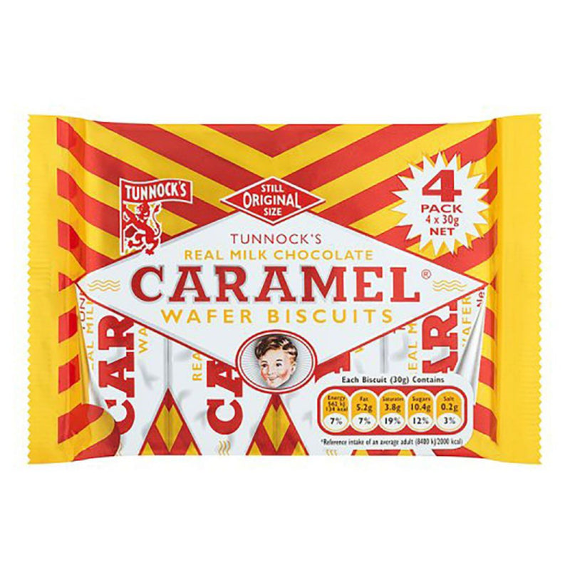 Tunnocks Caramel Milk Chocolate Wafers 4 Pack