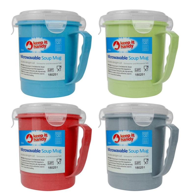 1 Piece Keep It Handy Microwavable Soup Mug (Assorted Colour)