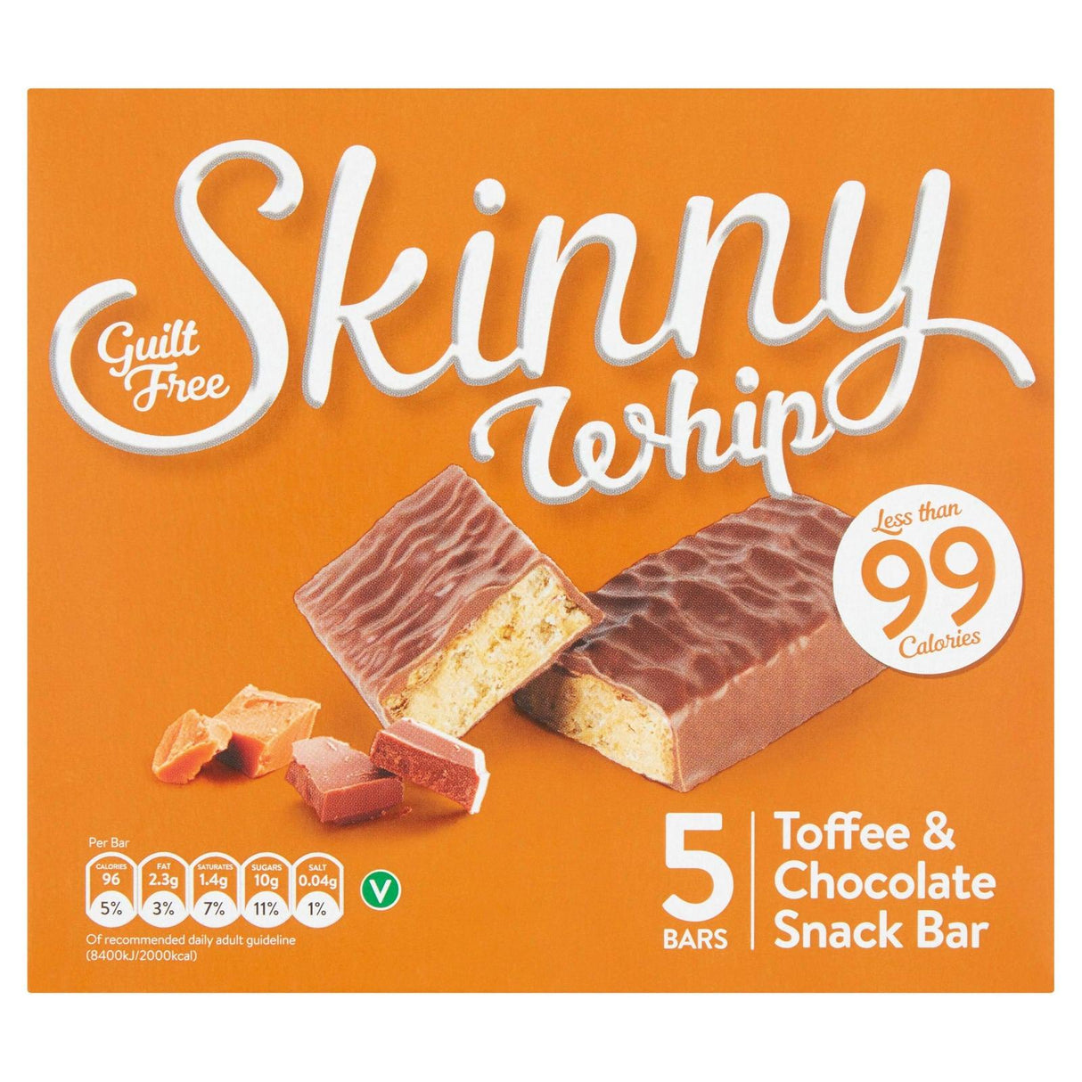 Skinny Whip Toffee & Chocolate Snack Bar Guilt Free 5X25G - World Food Shop
